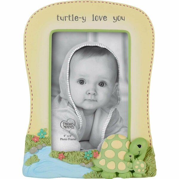 Precious Moments 8.5 in. Resin & Glass Turtle-Y Love you Baby Photo Frame Multi Color 222402